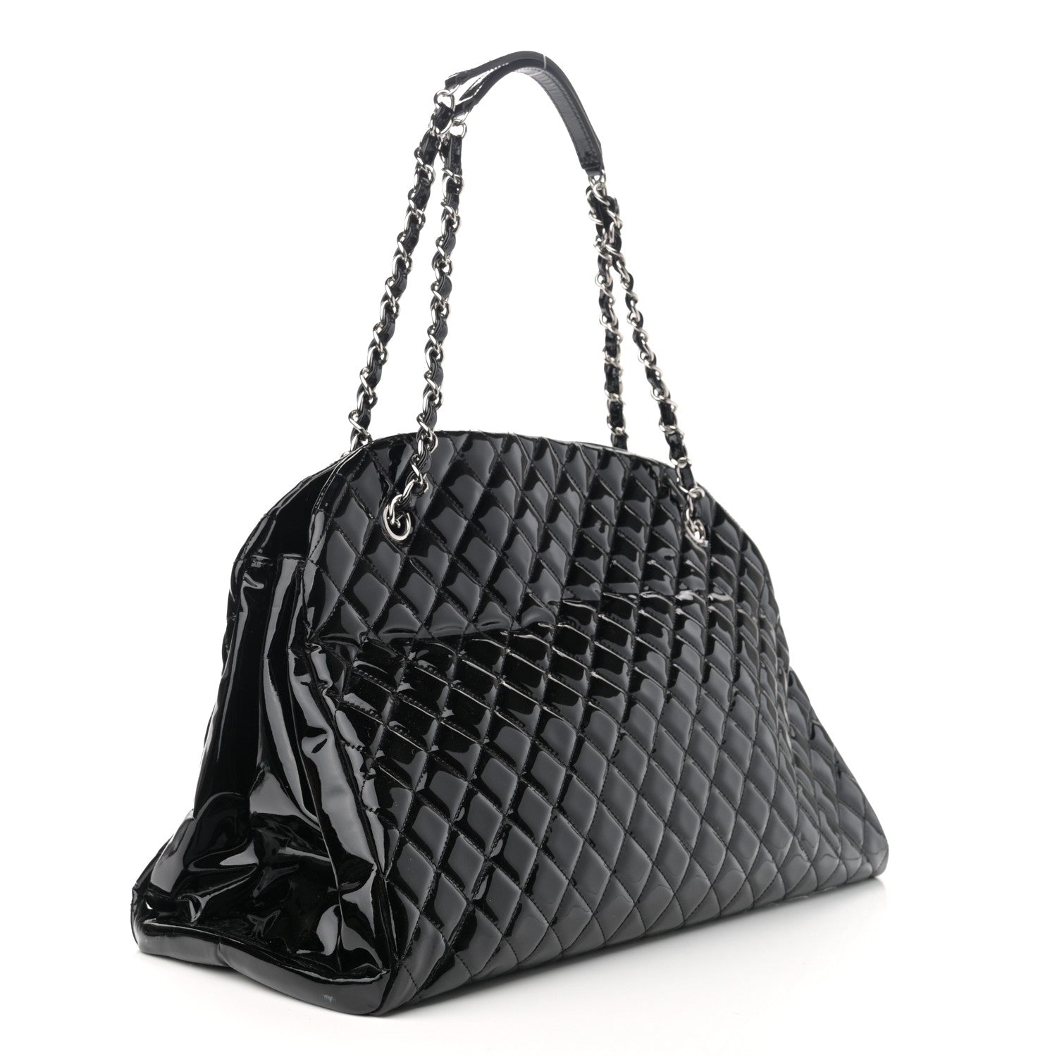Chanel Patent Quilted Maxi Just Mademoiselle Bowling Bag Black 3 of 13