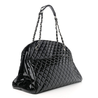Chanel Patent Quilted Maxi Just Mademoiselle Bowling Bag Black 3 of 13
