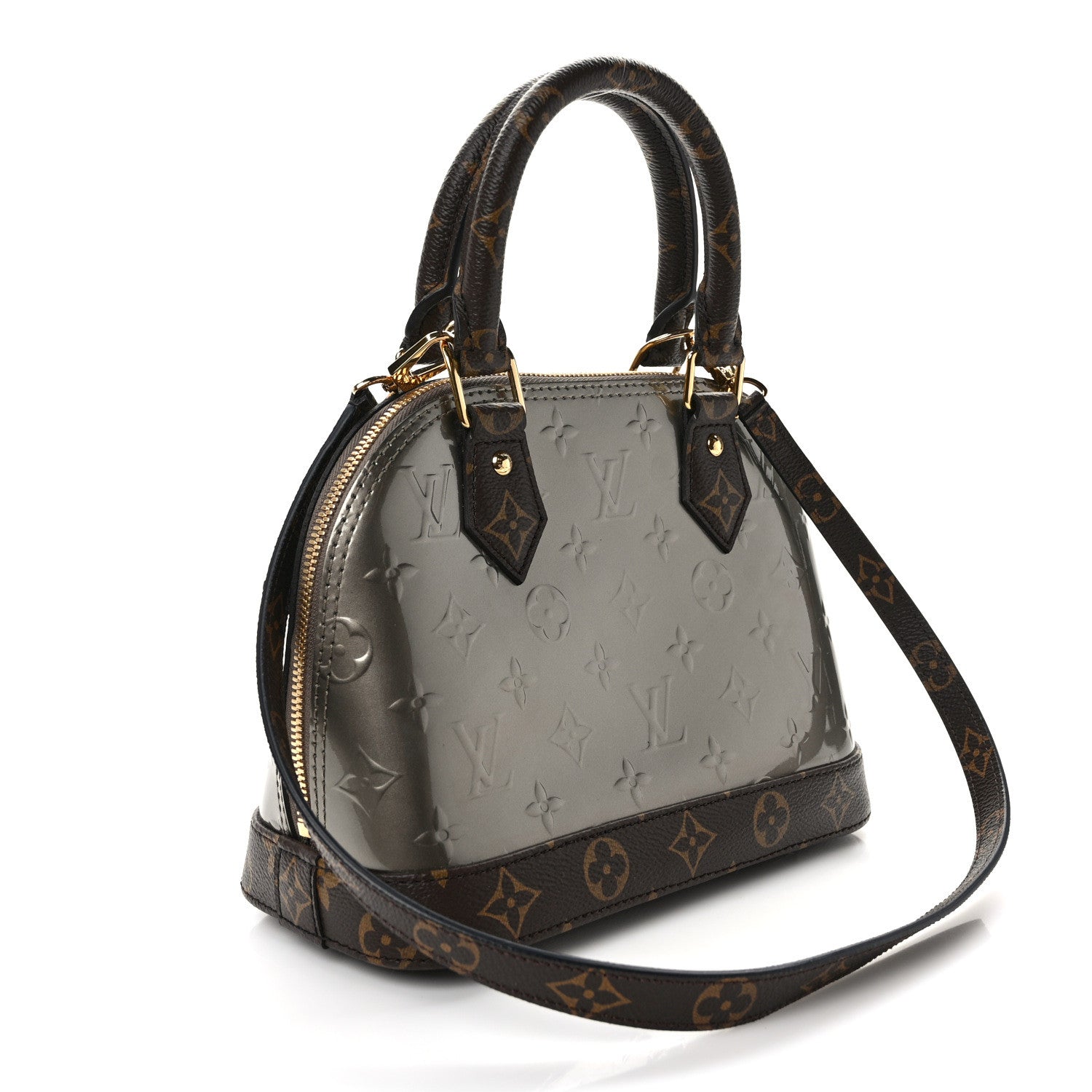 Louis Vuitton LOUIS VUITTON Vernis Monogram Alma BB Taupe Metallise 3 of 8