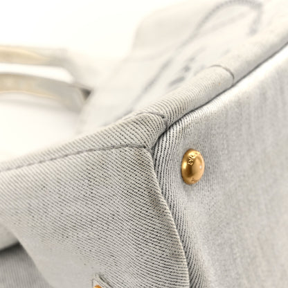 Prada Denim Small Logo Tote Bianco 11 of 12