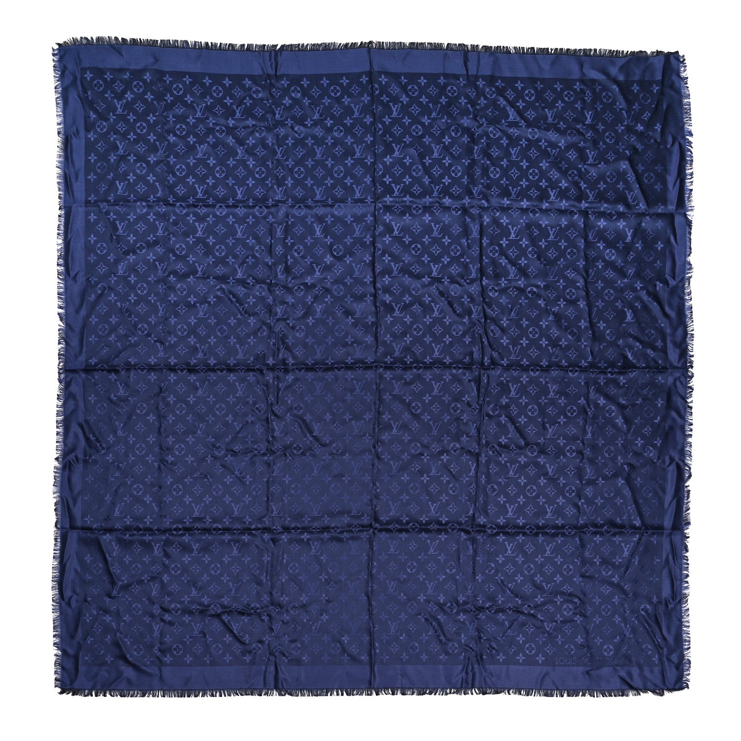 Louis Vuitton Silk Wool Monogram Shawl Night Blue 1 of 5