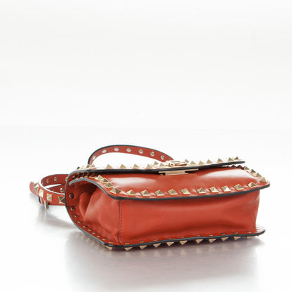 Valentino Garavani Vitello Small Rockstud Shoulder Flap Messenger Bag Orange 4 of 9