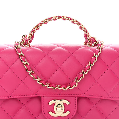 Chanel Lambskin Quilted Mini Crystal Top Handle Rectangular Flap Dark Pink 8 of 11