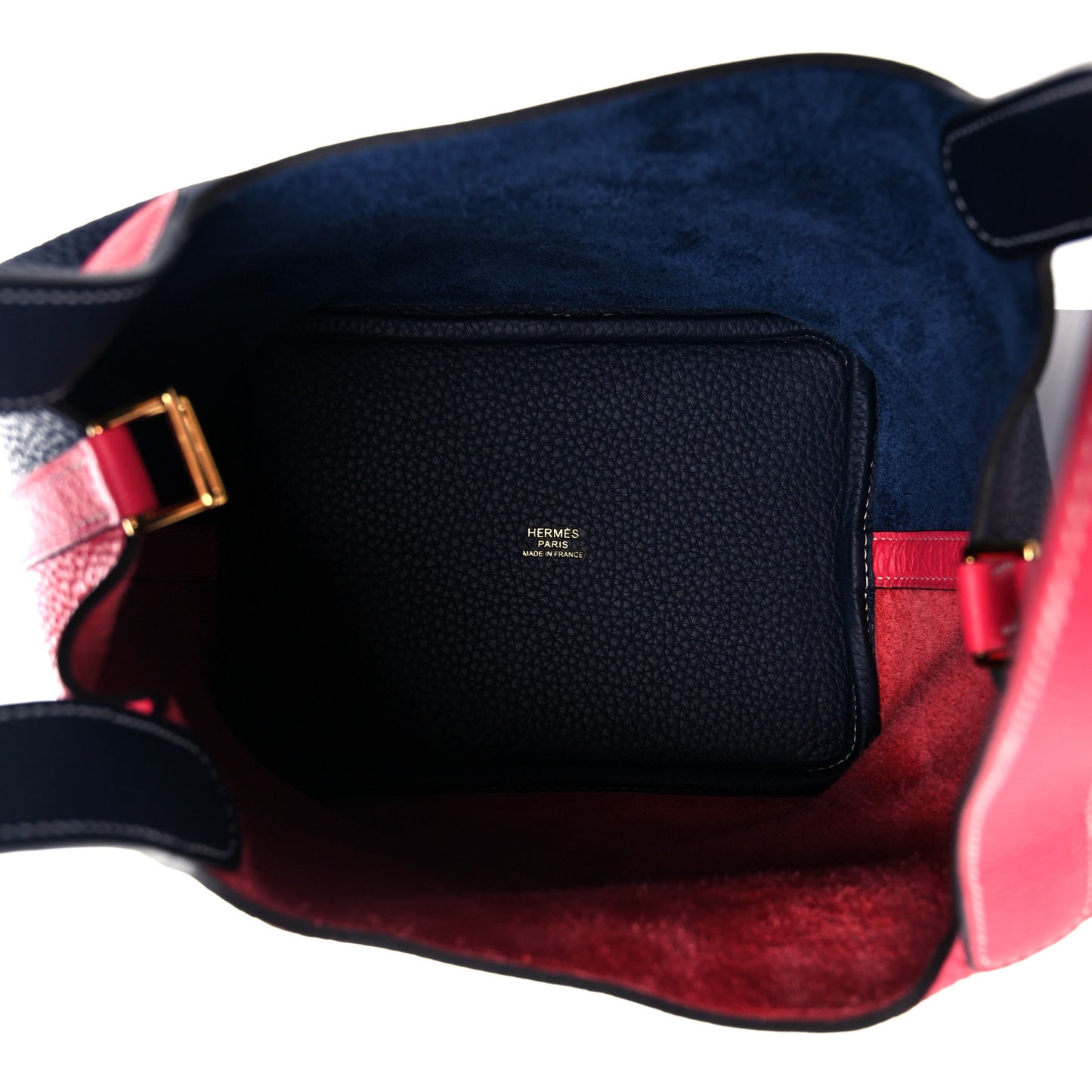 Taurillon Clemence Casaque Picotin Lock 18 PM Rose Extreme Bleu Nuit