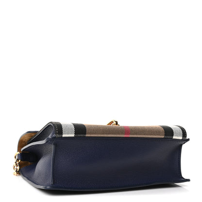 Burberry Derby Calfskin House Check Small Macken Crossbody Bag Regency Blue 4 of 11