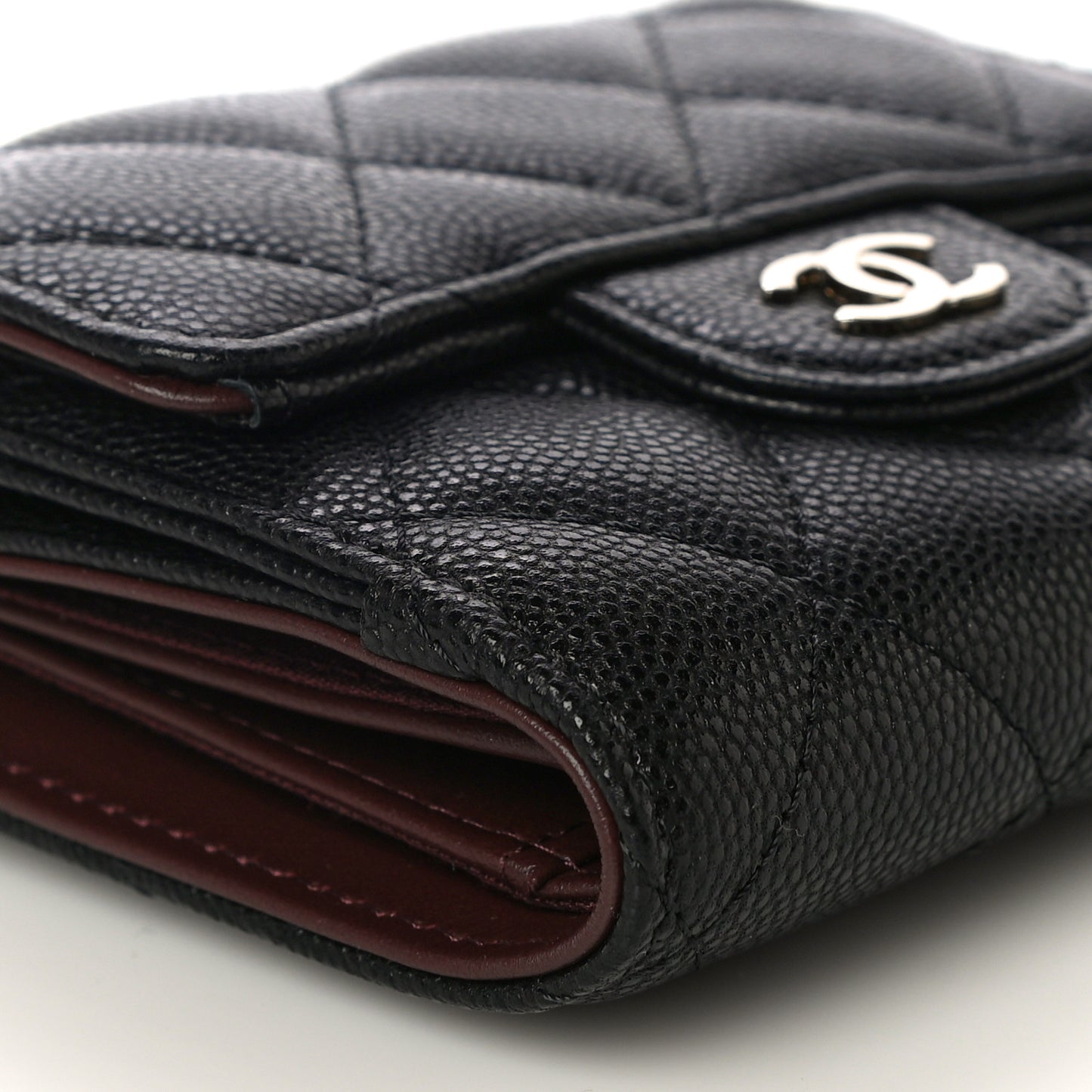 Caviar Quilted Small Flap Wallet Black