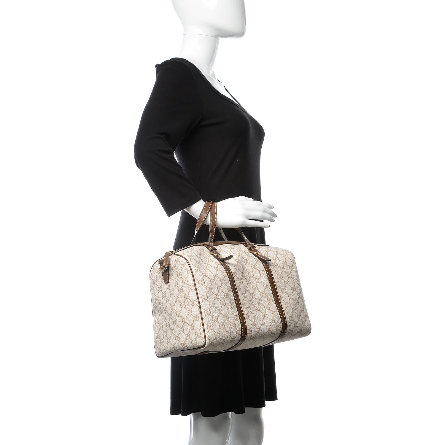 Gucci GG Supreme Monogram Calfskin Medium Nice Boston New Mystic White Beige Brown 2 of 9