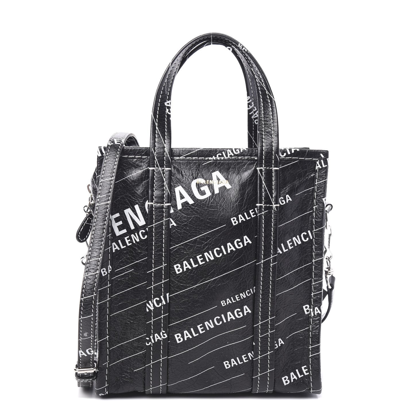 Agneau Arena Logo Multicolor Print XS Bazar Shopper Tote Black White