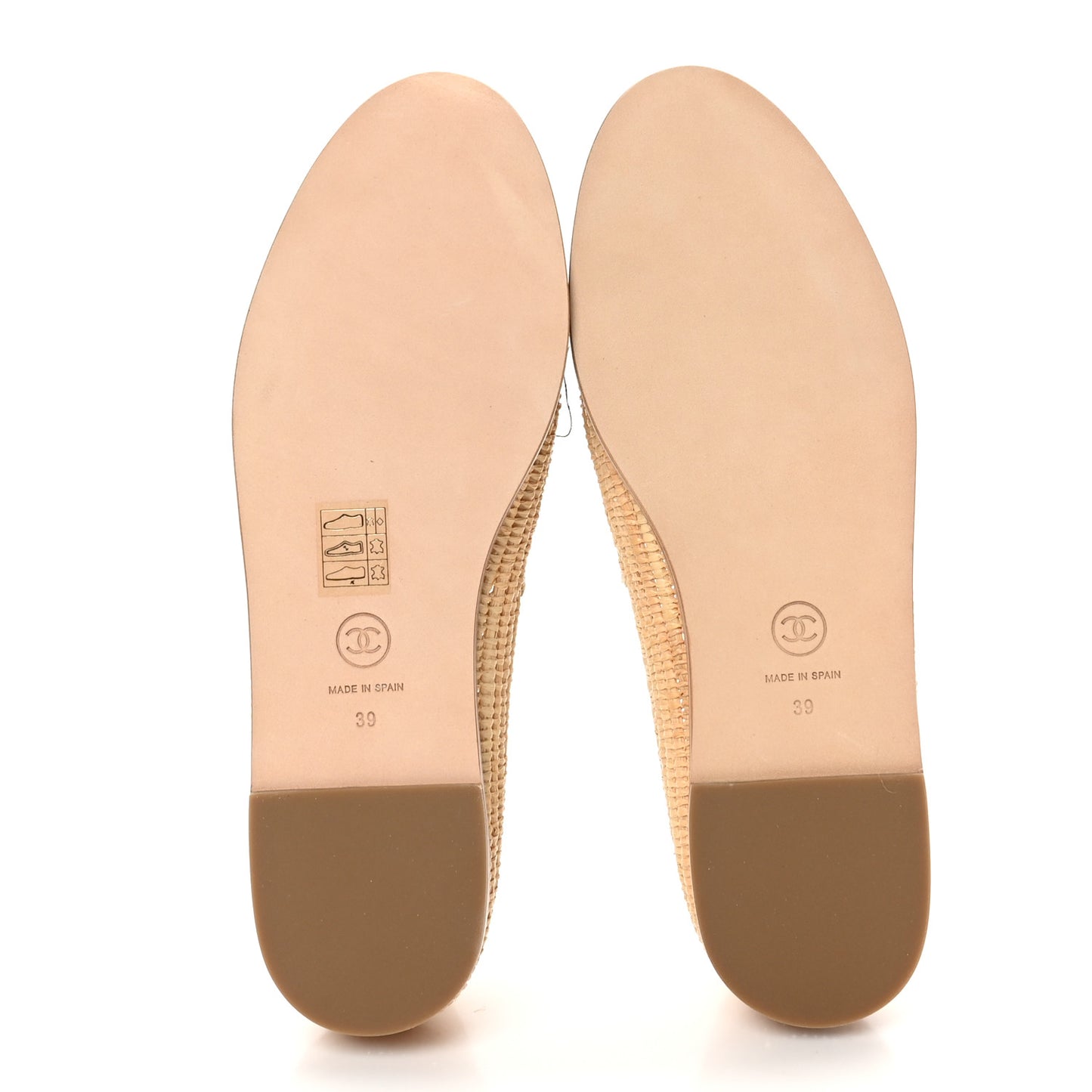 Lambskin Grosgrain CC Espadrilles 39 Beige Black