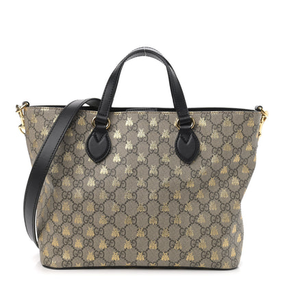 Gucci Soft GG Supreme Monogram Bees Small Crossbody Tote Beige Oro Black 1 of 9