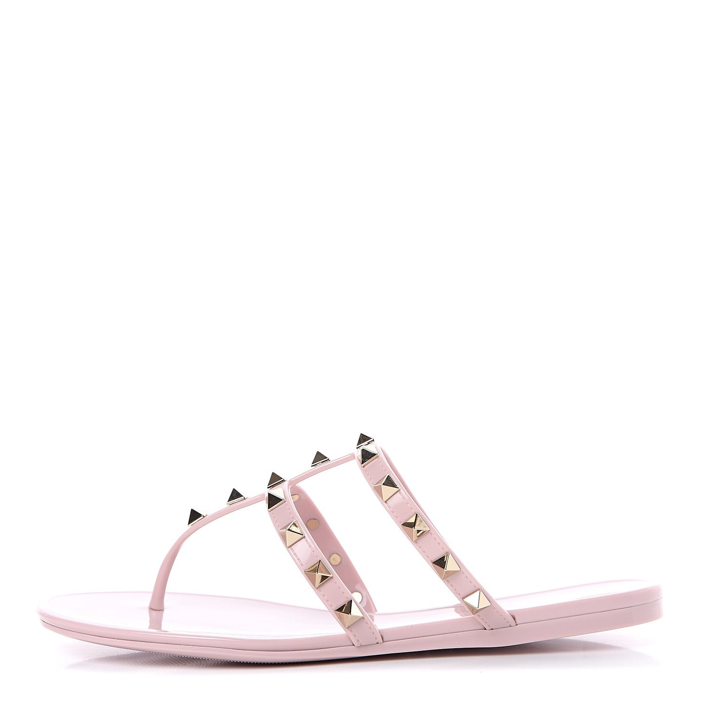 PVC Jelly Rockstud Caged Flat Thong Sandals 36 Water Rose