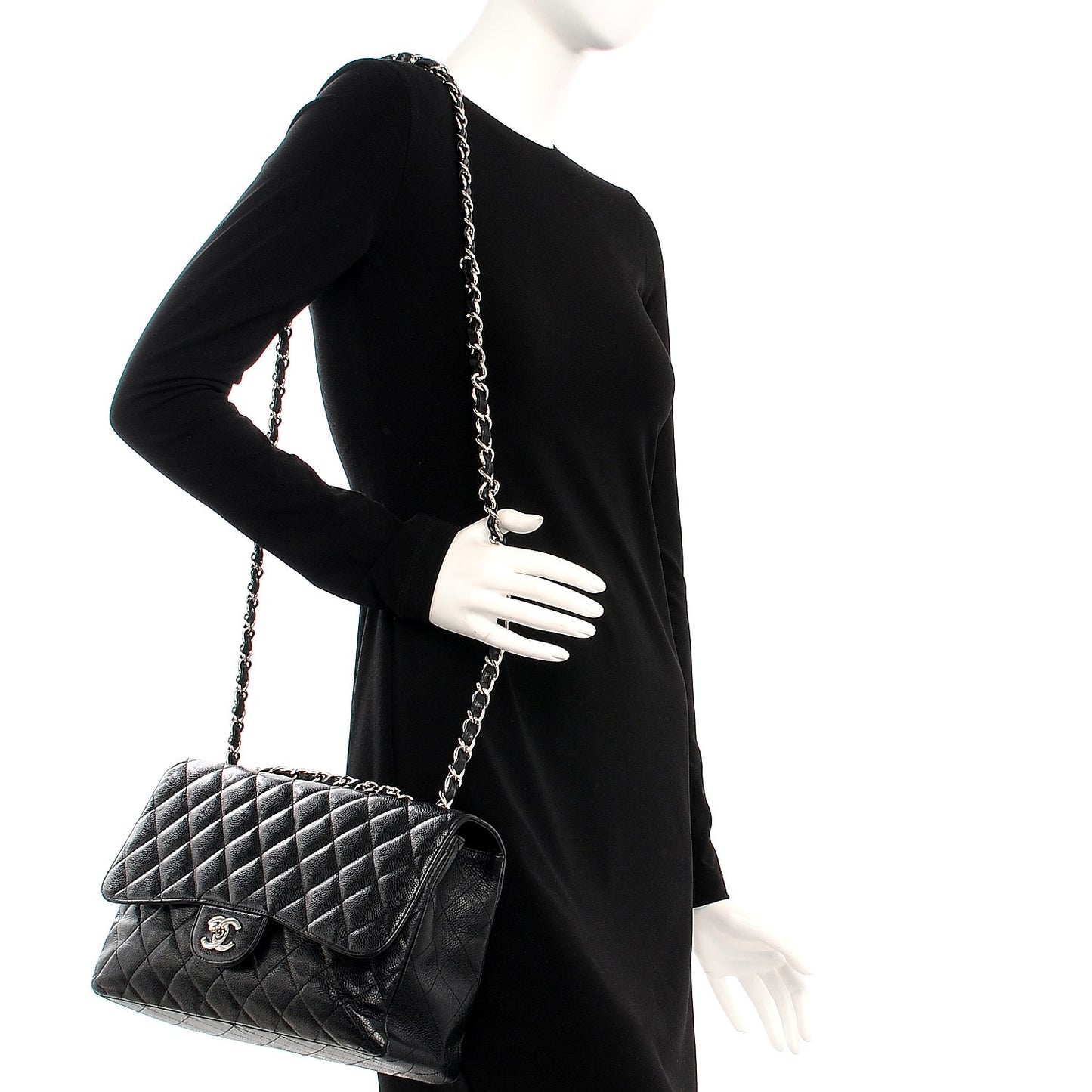 Caviar Quilted Jumbo Single Flap Black