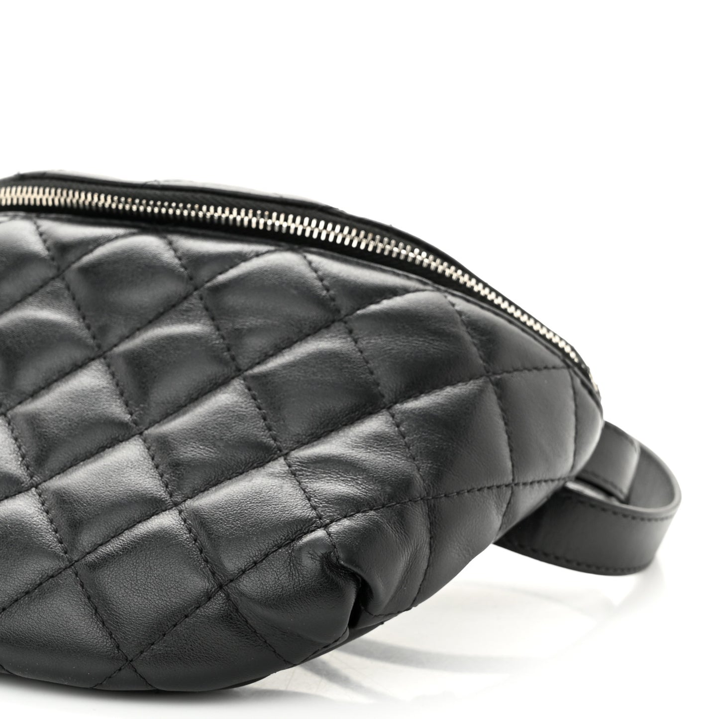 Calfskin Quilted Waist Belt Bag Black