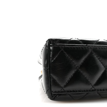 Chanel Shiny Aged Calfskin Quilted Nano Kelly Shopper Black 8 of 10