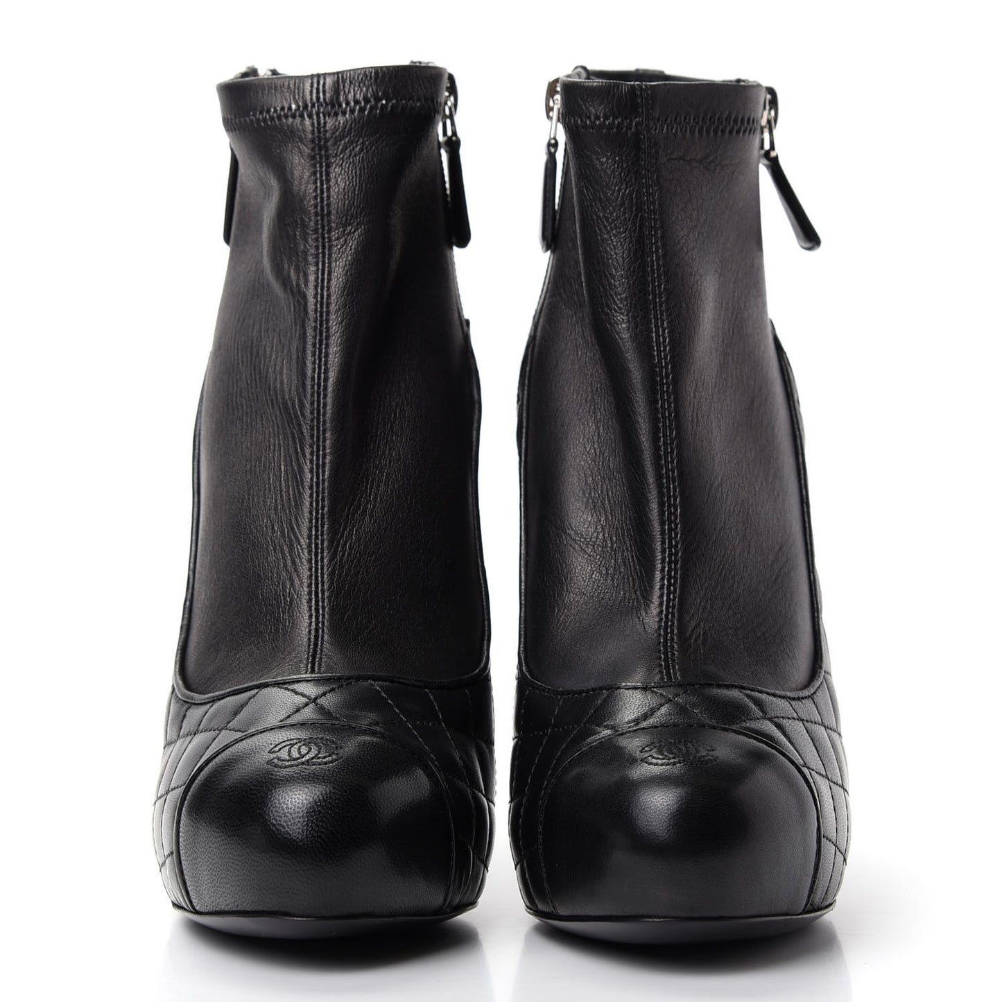 Lambskin Quilted CC Booties 38 Black
