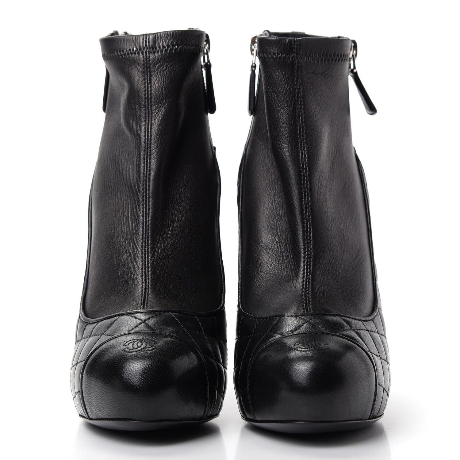 Chanel Lambskin Quilted CC Booties 38 Black 2 of 10