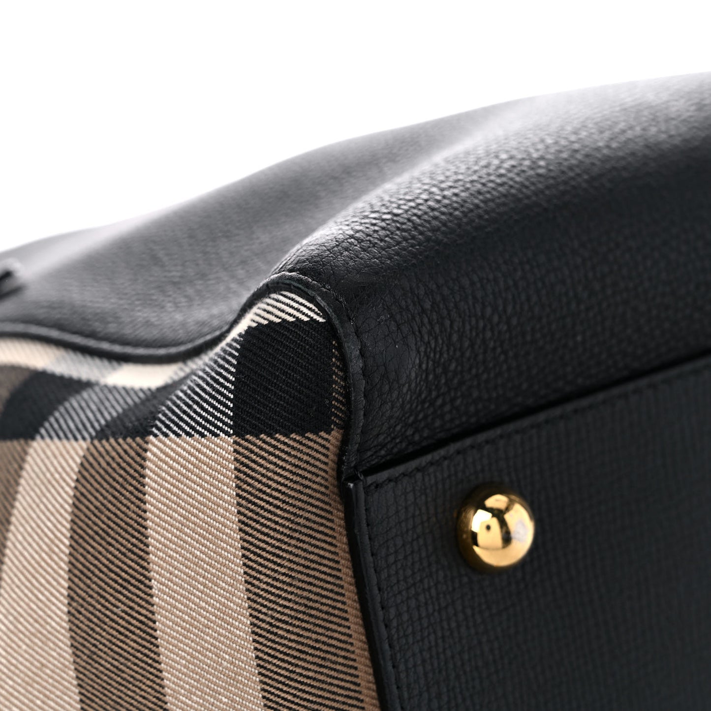 Grainy Calfskin House Check Small Canterbury Black