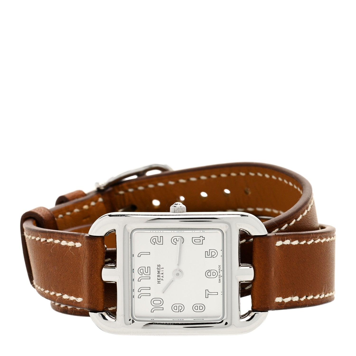 Hermes Stainless Steel Barenia 23mm Cape Cod Double Tour Quartz Watch Fauve 2 of 4