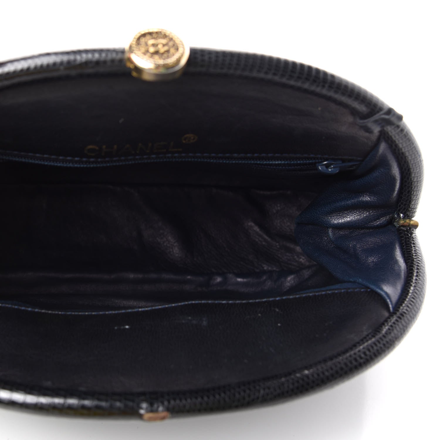 Chanel Lambskin Quilted Frame Clutch Navy 5 of 8