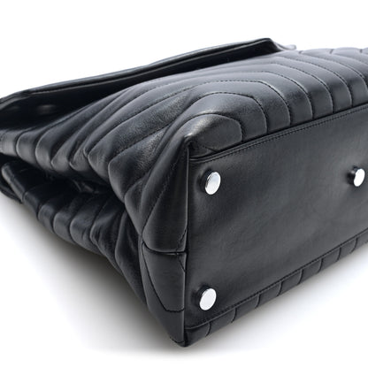 Saint Laurent Calfskin Y Quilted Monogram Large Loulou Chain Satchel Black Black 8 of 9