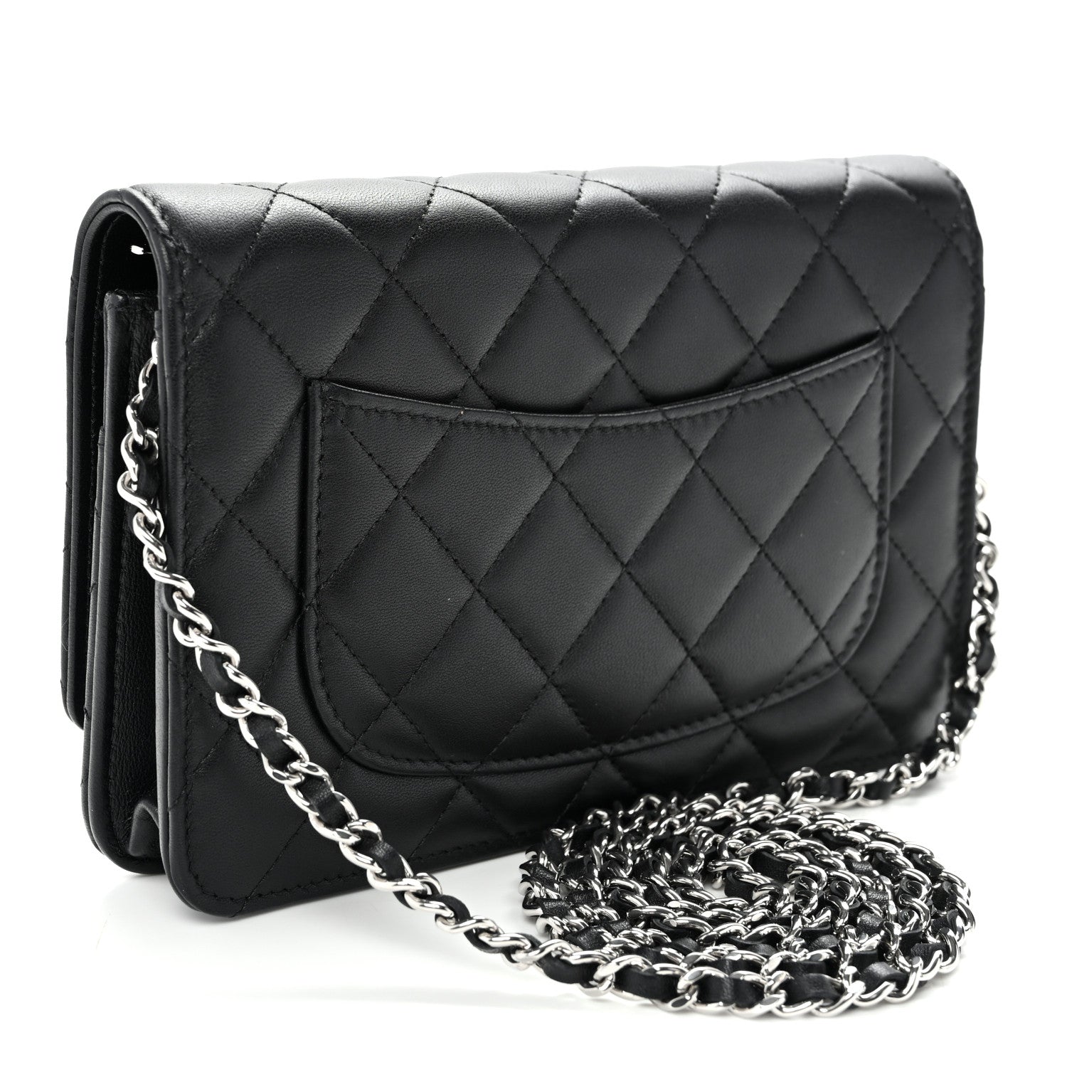 Chanel Lambskin Quilted Enamel CC Wallet on Chain WOC Black 3 of 11