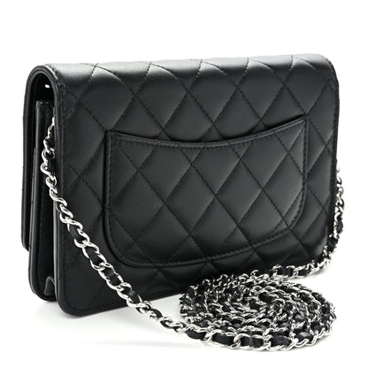 Chanel Lambskin Quilted Enamel CC Wallet on Chain WOC Black 3 of 11