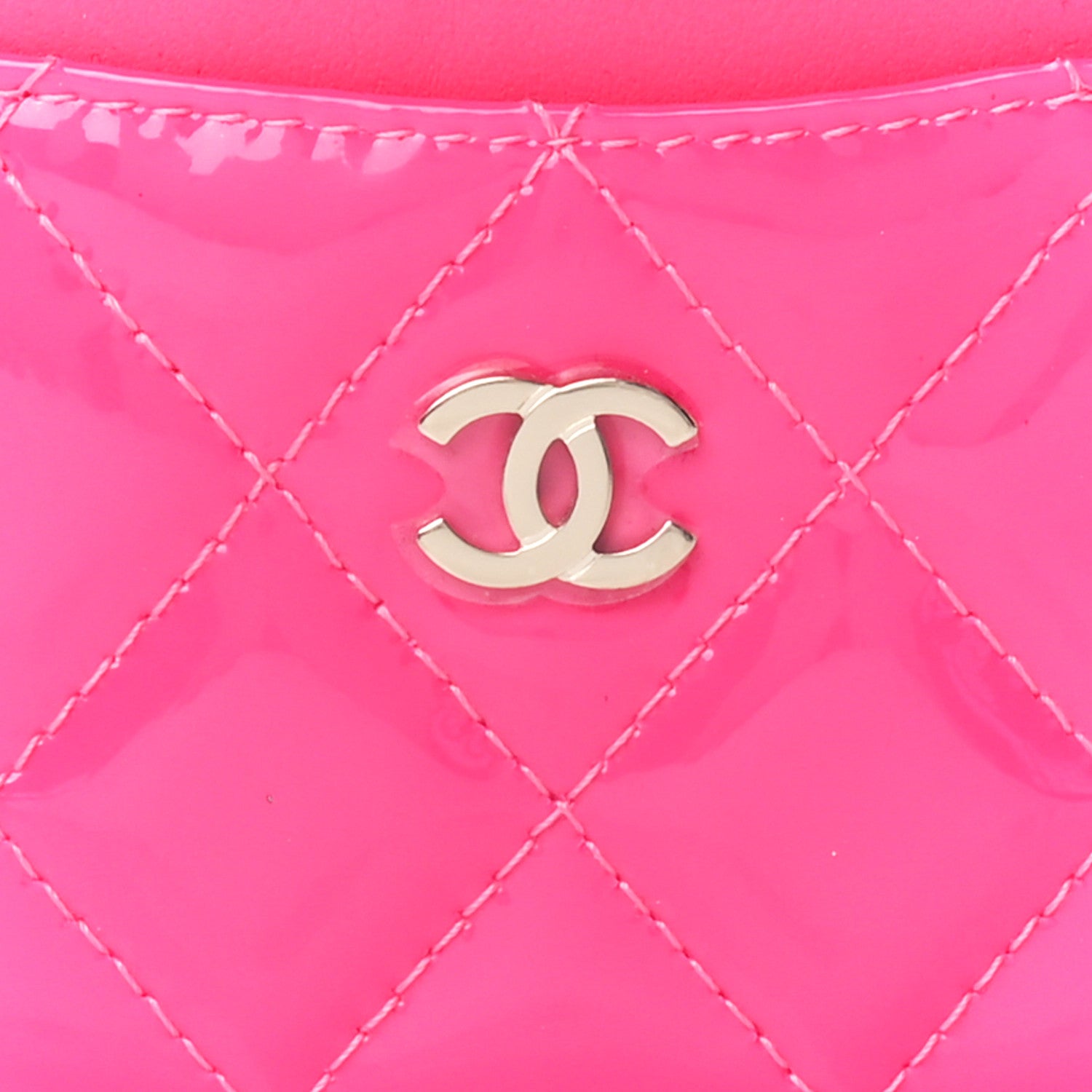 Chanel Patent Quilted Card Holder Pink 9 of 13