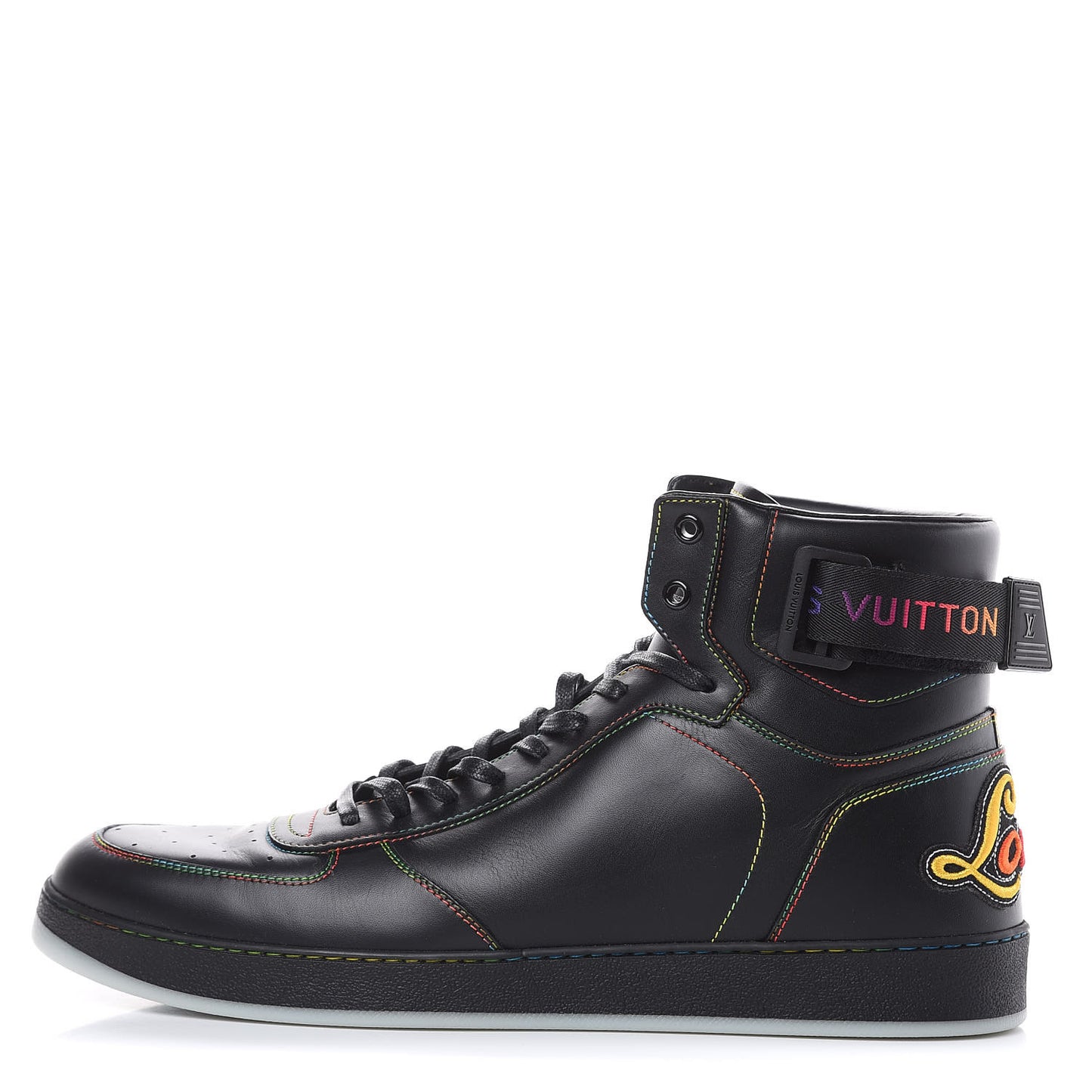 Calfskin Rivoli High Top Sneakers 10.5 Black Multicolor