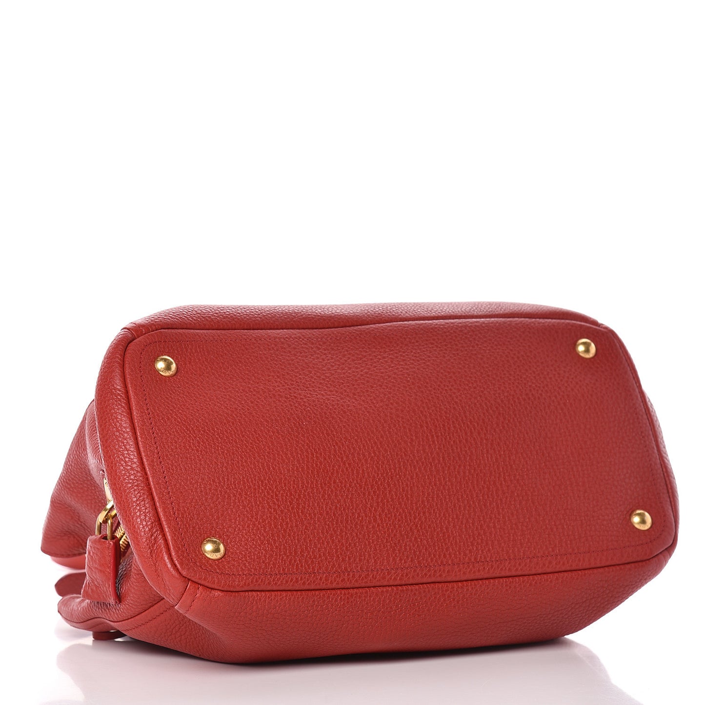 Vitello Daino Small Double Tote Rosso