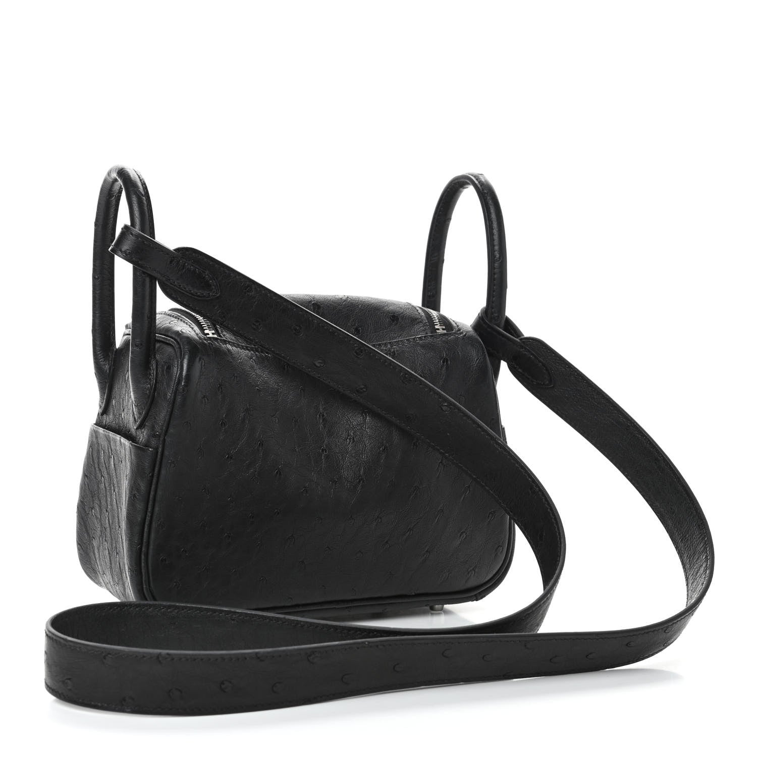 Hermes Ostrich Mini Lindy 20 Black 2 of 4