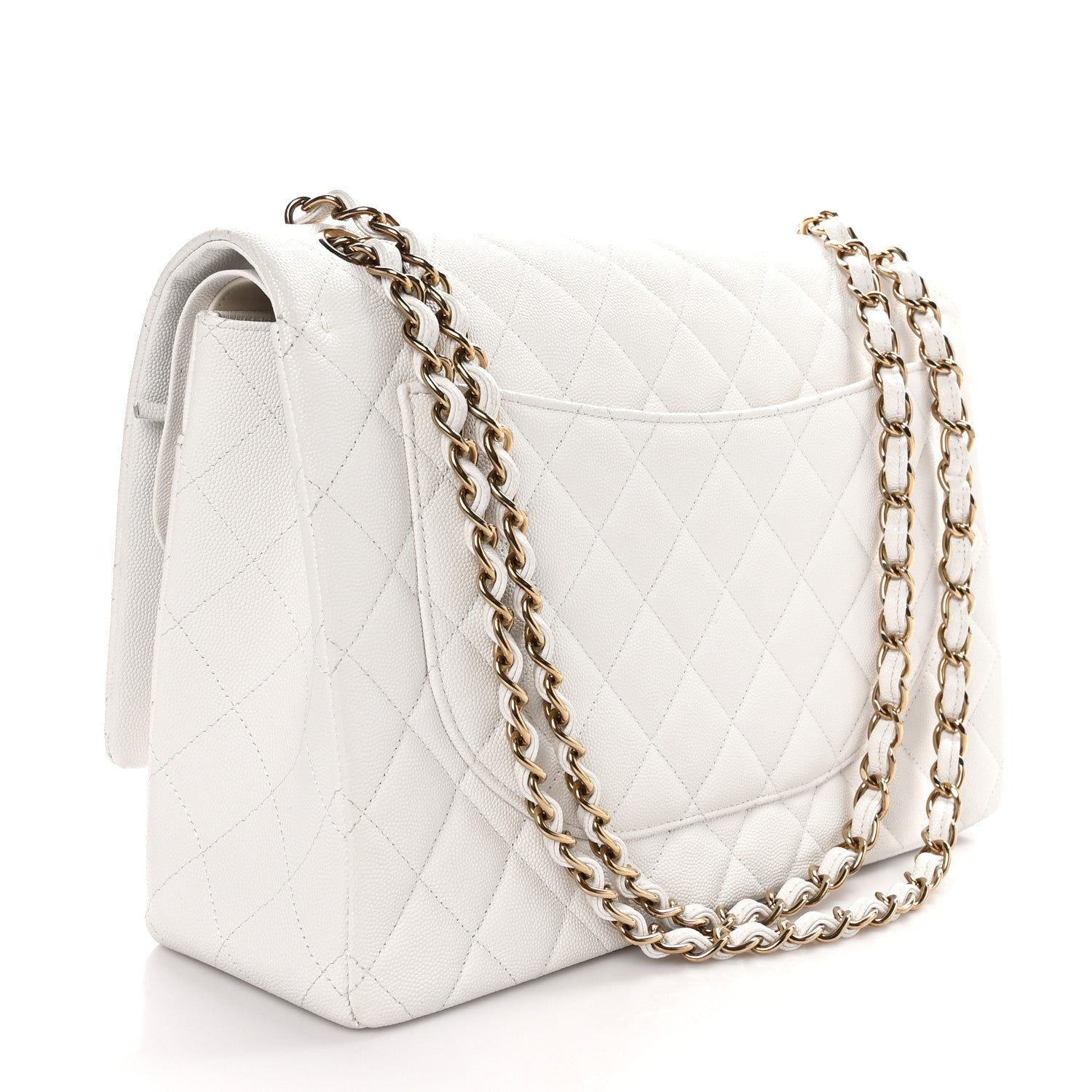 Chanel Caviar Quilted Maxi Double Flap White 3 of 10