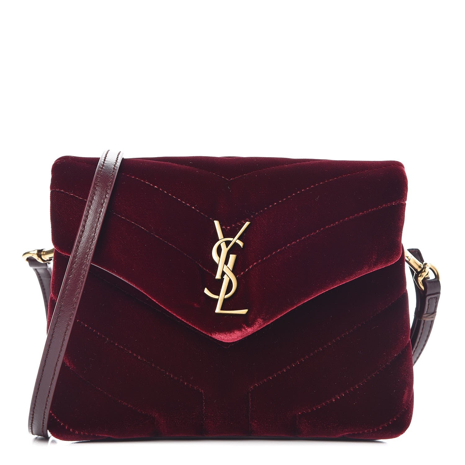 Saint Laurent Velvet Y Quilted Monogram Toy Loulou Crossbody Bag French Burgundy 1 of 8