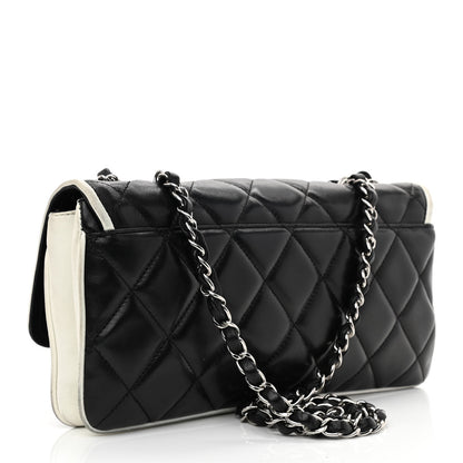 Chanel Lambskin Quilted Flap Black White 3 of 12