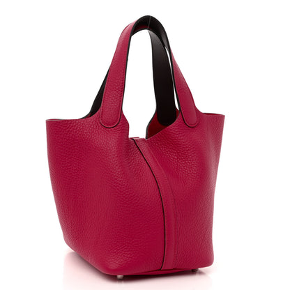 Hermes Taurillon Clemence Swift Eclat Picotin Lock 18 PM Framboise Rouge Sellier 2 of 9