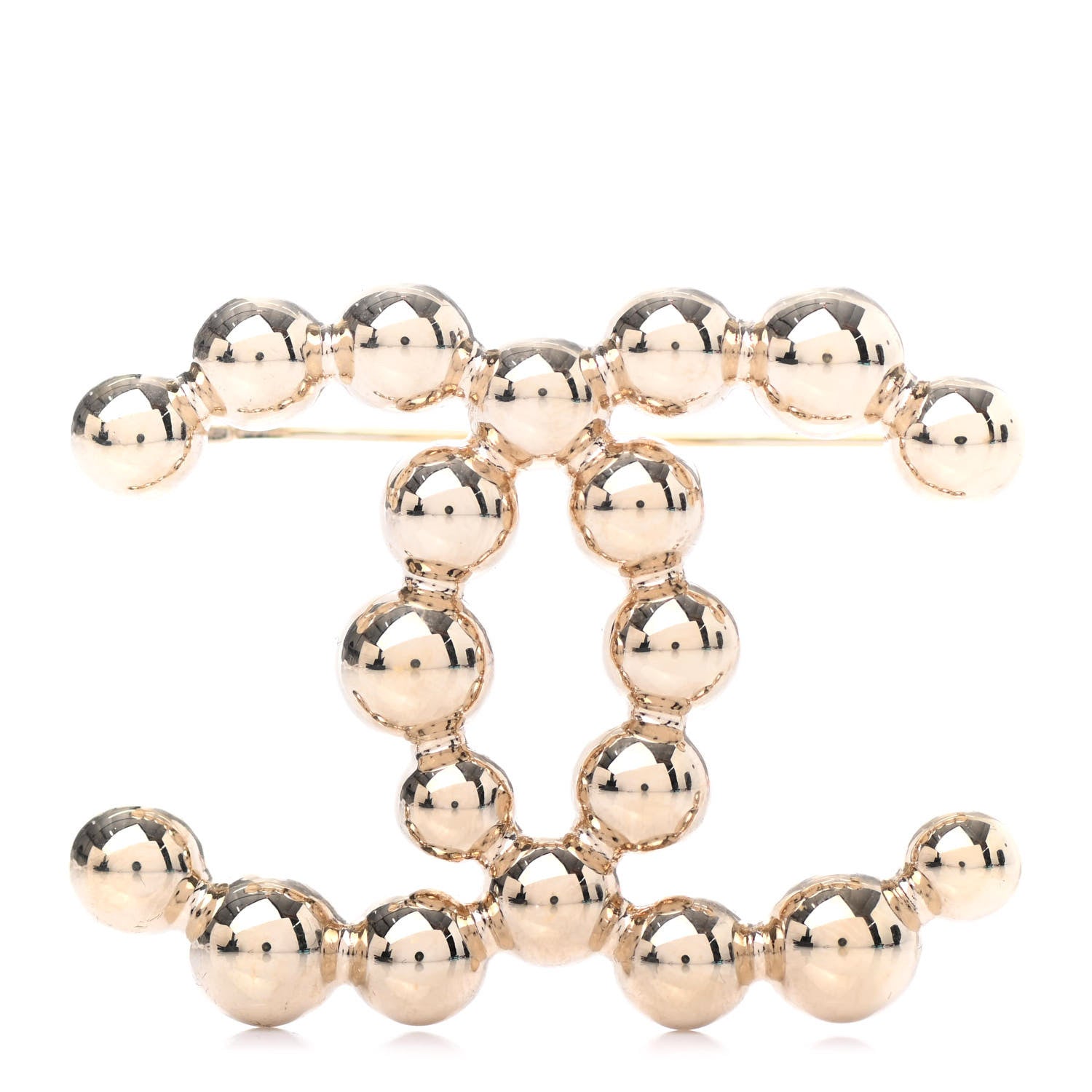 Chanel Metal Beaded CC Brooch Gold 1 of 4