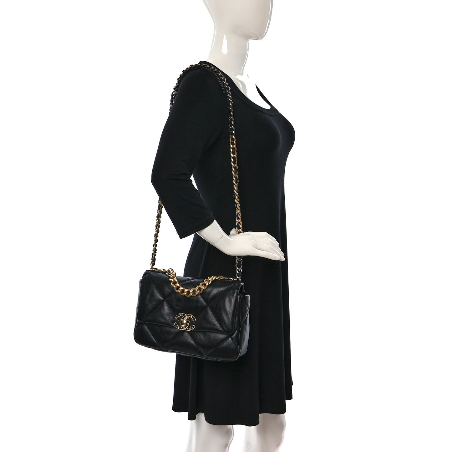Lambskin Quilted Medium Chanel 19 Flap Black