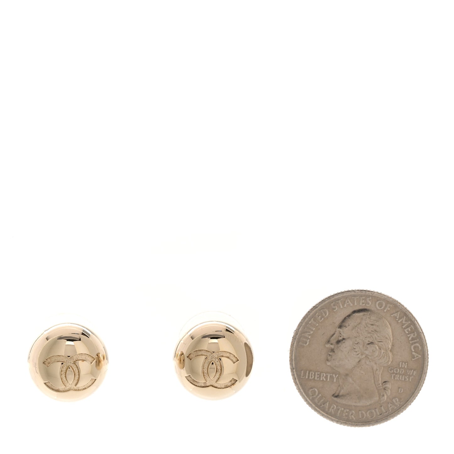 Metal Bead CC Stud Earrings Gold