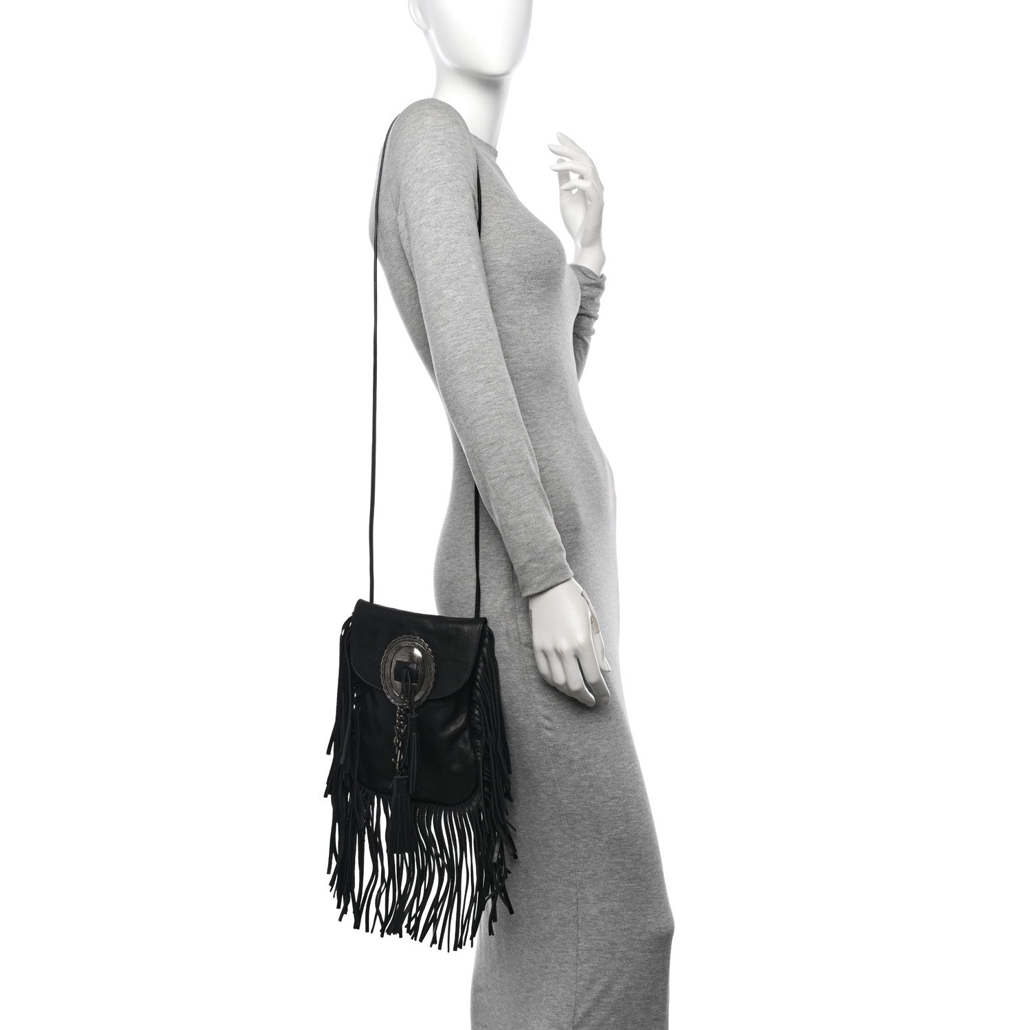 Saint Laurent Lambskin Anita Tassed Crossbody Bag Black 2 of 10