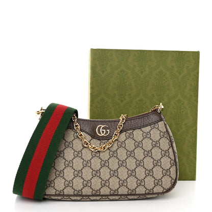 Gucci GG Supreme Monogram Textured Dollar Calfskin Web Small Ophidia GG Handbag Beige Ebony New Acero 10 of 10