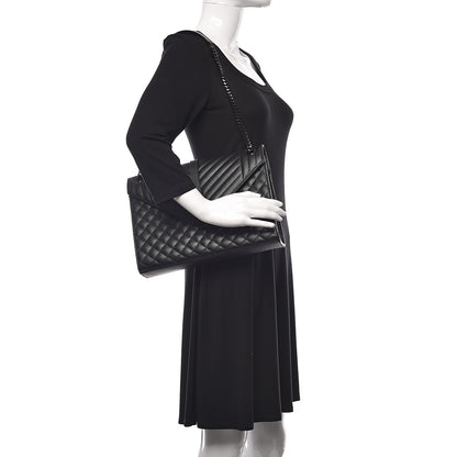Saint Laurent Grain De Poudre Large Tri-Quilt Monogram Satchel Black 2 of 15