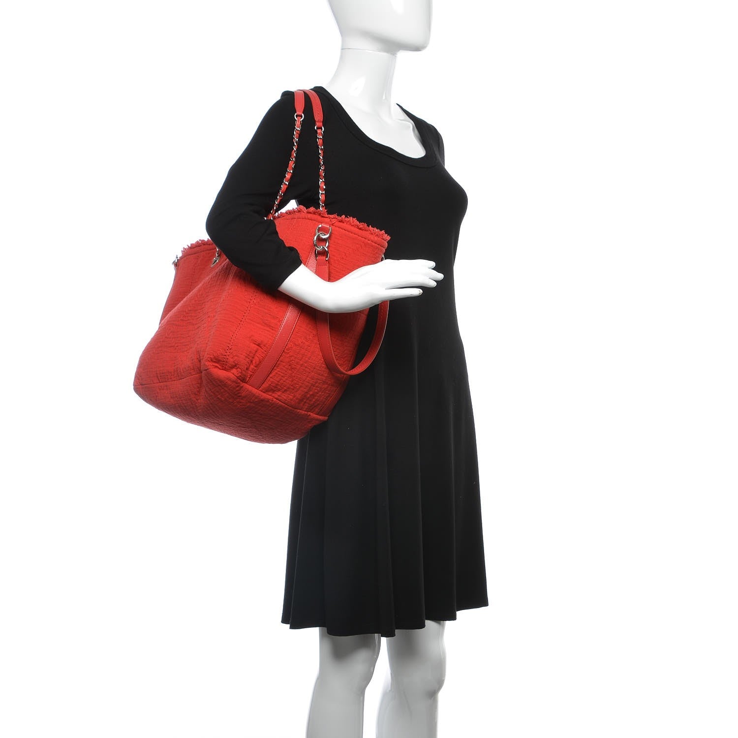 Chanel Canvas Small Double Face Shopping Tote Red 3 of 10