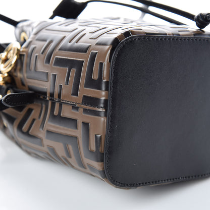 Fendi Vitello Liberty F is Fendi Bi-Color FF 1974 Embossed Mini Mon Tresor Bucket Bag Maya Black 5 of 9