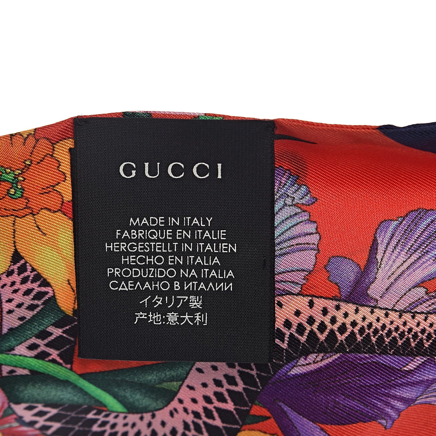 Silk Twill Flora Snake Neck Bow Scarf Red Blue