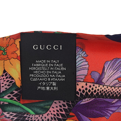 Gucci Silk Twill Flora Snake Neck Bow Scarf Red Blue 4 of 4