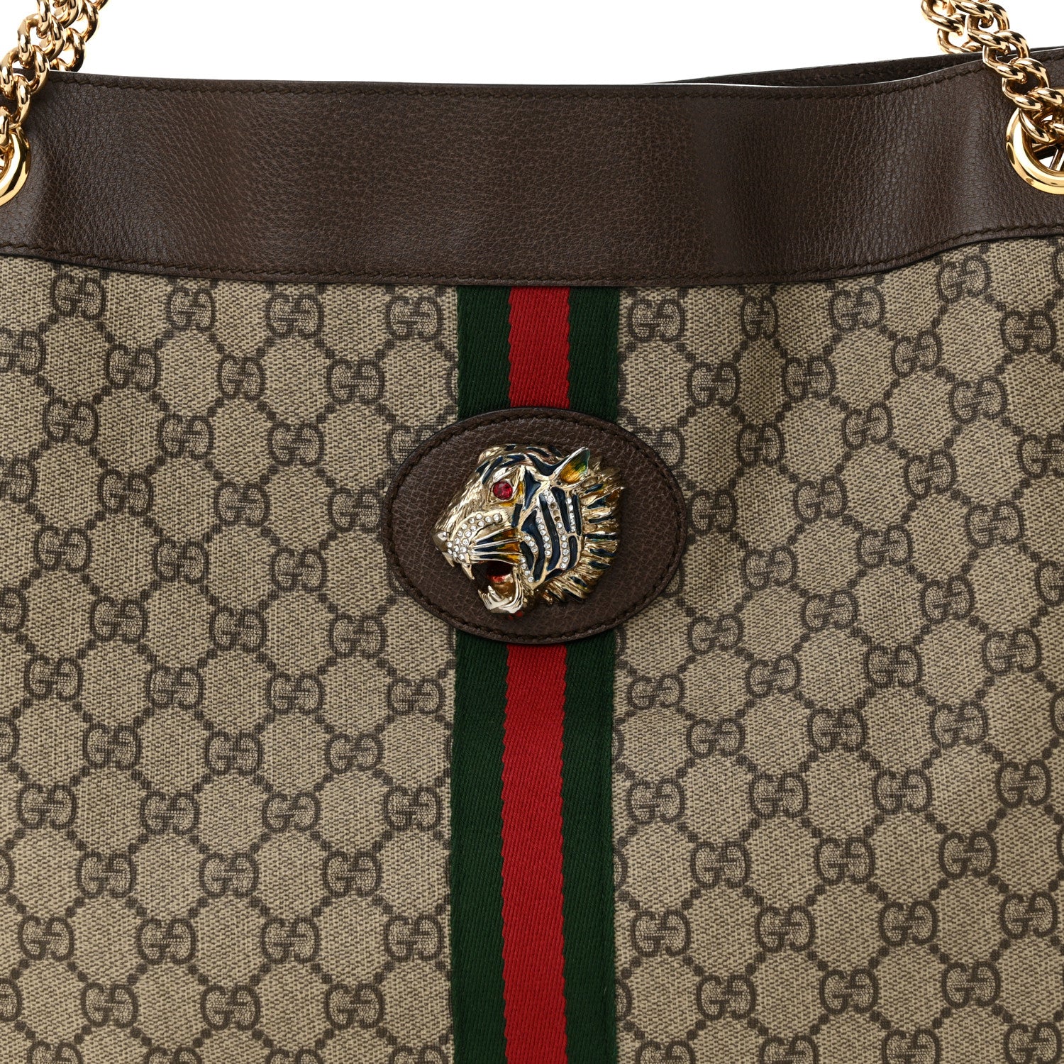 Gucci GG Supreme Monogram Large Rajah Chain Tote Beige New Acero 9 of 12