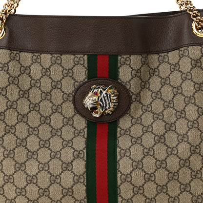 Gucci GG Supreme Monogram Large Rajah Chain Tote Beige New Acero 9 of 12
