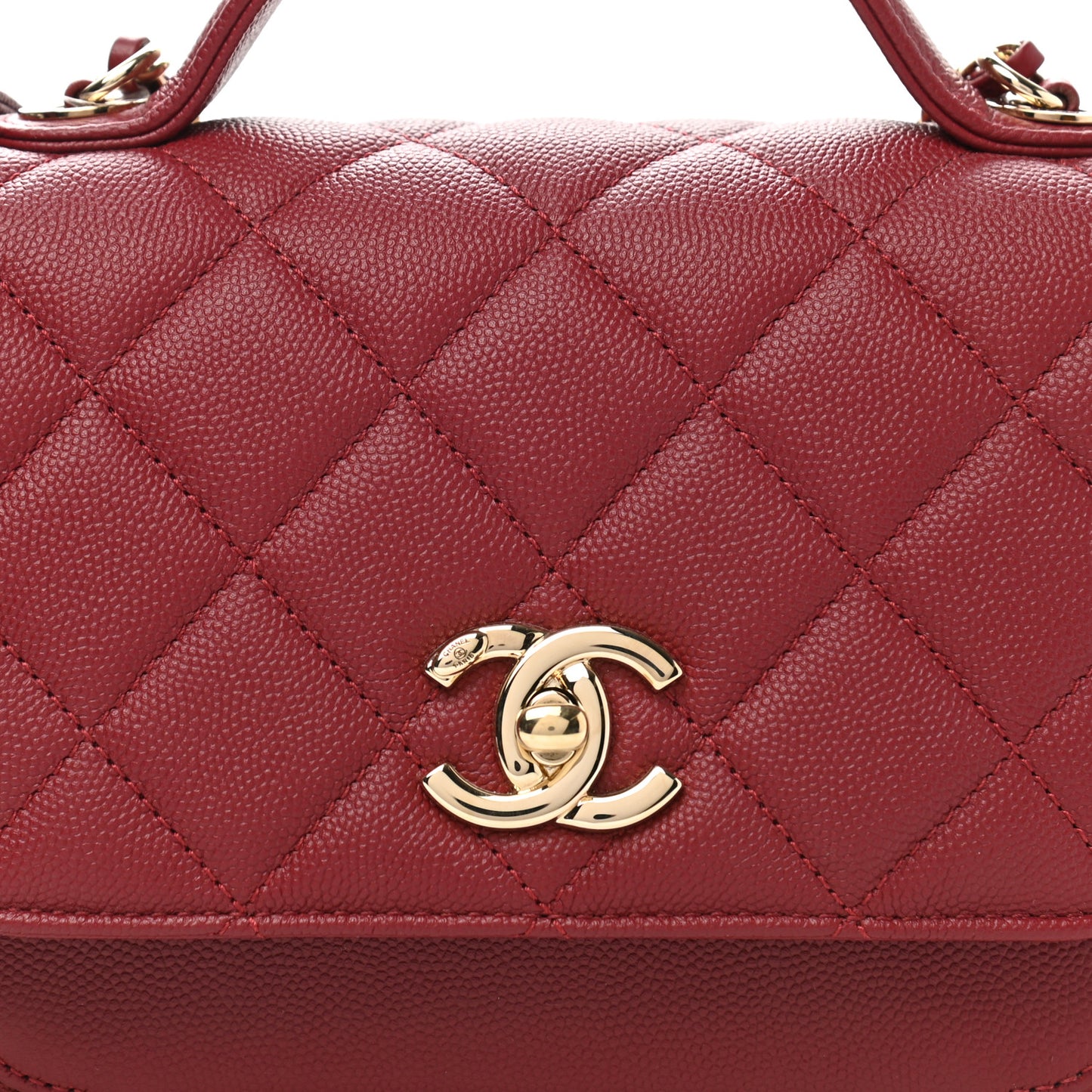 Caviar Quilted Mini Business Affinity Flap Burgundy