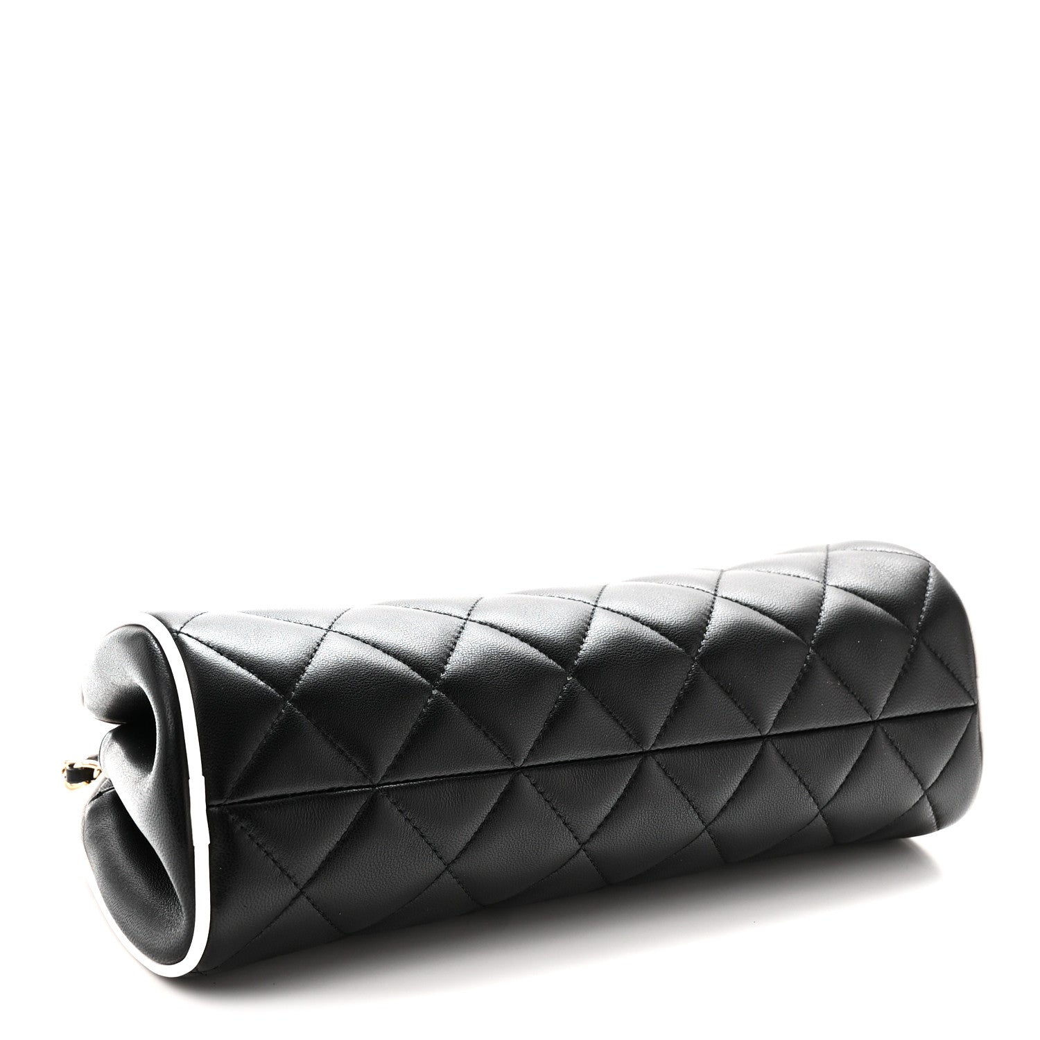 Chanel Lambskin Quilted Clutch With Chain Black White 4 of 11