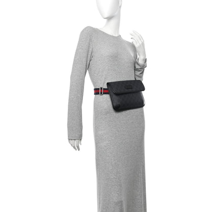 Gucci GG Supreme Monogram Web Slim Belt Bag Black Grey 2 of 10