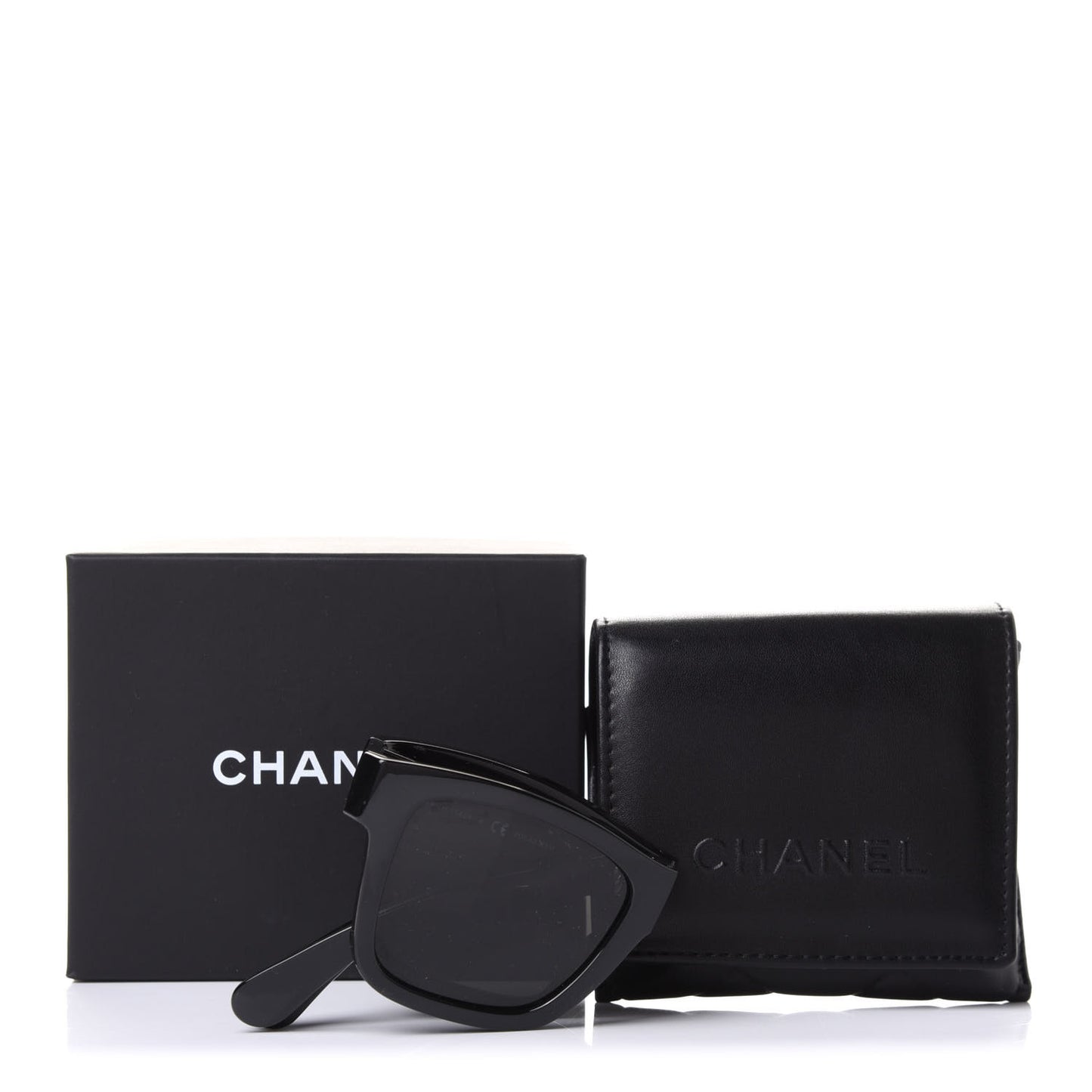 Acetate Metal Polarized Square Folding Sunglasses 6053 Black Black